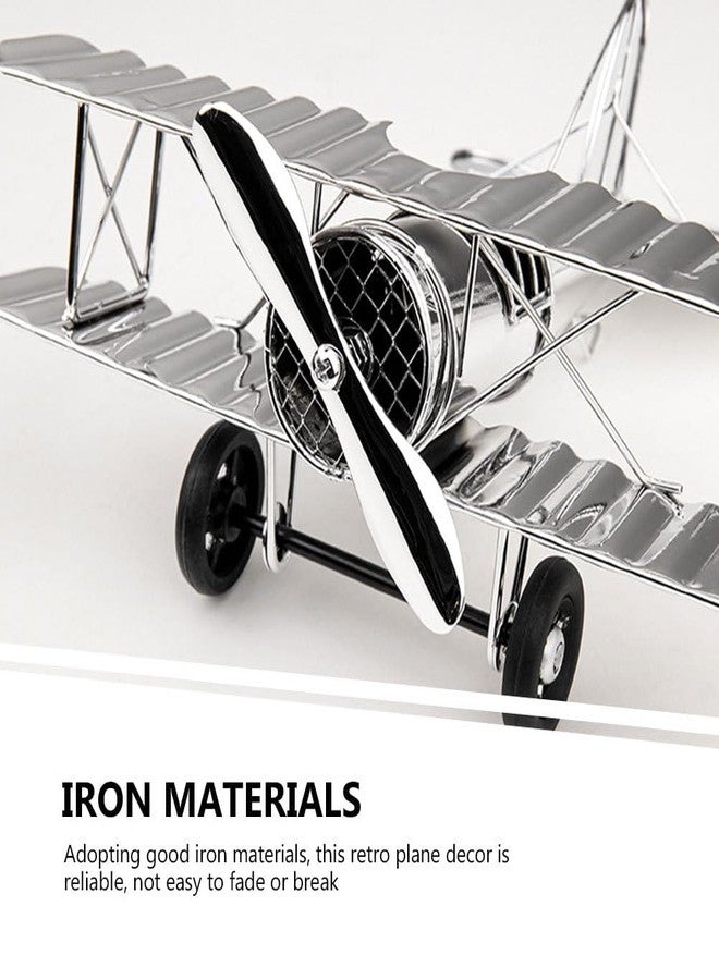 TOPPERFUN Retro Airplane Model, 8.37x7.27x3.9in Large Metal Airplane Ornaments, 3D Glider Biplane for Office Bedroom Home Desktop Decoration - Image 5